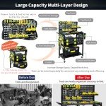 Foldable 3-Tier Rolling Tool Cart with Pegboard