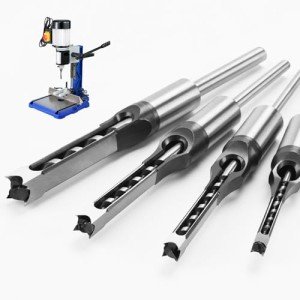 4-Piece Square Hole Drill Bit Set for Wood