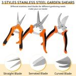 3-Piece Stainless Steel Pruning Shears Set