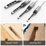 4-Piece Square Hole Drill Bit Set for Wood