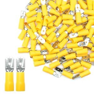 100Pcs Insulated Spade Wire Connectors, 12-10 AWG