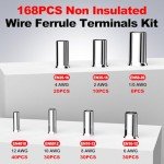 168 Pcs Tinned Copper Wire Ferrules Set