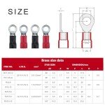 200 Pcs M3 Insulated Ring Terminals Kit