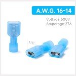 200Pcs Nylon Spade Connector Kit - Blue AWG