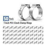 Bates 1-Inch Stainless Steel PEX Clamp Rings - 50 Pack