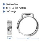 Bates Stainless Steel PEX Cinch Clamp Rings - 50 Pack