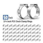 Stainless Steel PEX Cinch Clamp Rings, 50-Pack