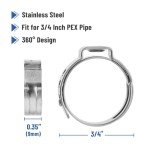 Stainless Steel PEX Cinch Clamp Rings, 50-Pack