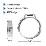 Bates 5/8" Stainless Steel PEX Clamp Rings - 50 Pack