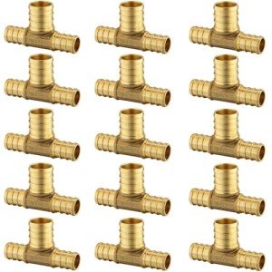 15 Pack Brass PEX Crimp Reducing Tee Fittings