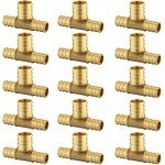 15 Pack Brass PEX Crimp Reducing Tee Fittings