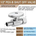 10 Pack Straight Angle Shut Off Valve 1/2" PEX
