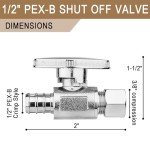 10 Pack Straight Angle Shut Off Valve 1/2" PEX