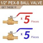 10-Pack 1/2" PEX-B Crimp Ball Shut Off Valves