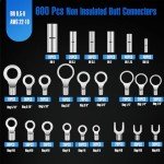 600pcs Non-Insulated Ring Terminal Connection Kit
