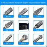 8-Piece Carbide Burr Set for Grinding & Polishing