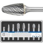 8-Piece Carbide Burr Set with Wood Base