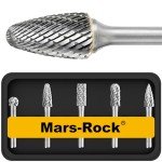 5-Piece 1/4" Carbide Burr Set with Wood Base