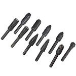 10pc Rotary Burr Rasp Set for Woodworking
