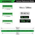 Viganoc 10" Bi-Metal Hacksaw Blades Set - 10 Pack