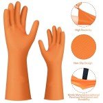 Reusable Non-Slip Rubber Kitchen Gloves - 4 Pairs