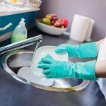 Reusable Non-Slip Rubber Kitchen Gloves - 4 Pairs