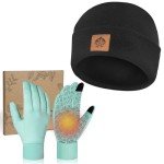 Soft Winter Hat and Waterproof Touchscreen Gloves Set