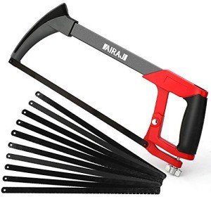 AIRAJ 12-inch Adjustable Hacksaw Frame with Blades