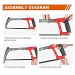 AIRAJ 12" Adjustable Hacksaw Frame with Blades