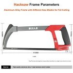 AIRAJ 12" Adjustable Hacksaw Frame with Blades