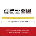 12" Bi-Metal Hacksaw Blades, 10-Pack, 24TPI