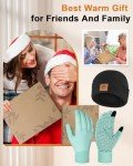 Soft Winter Hat and Waterproof Touchscreen Gloves Set