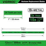 Viganoc 12" Bi-Metal Hacksaw Blades - 2 Pack