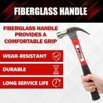 YIYITOOLS 16 oz Claw Hammer with Fiberglass Handle