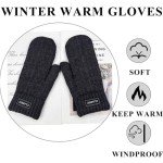 Warm Fleece Lined Winter Mittens for Women