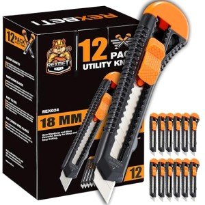 12-Pack Retractable Utility Knives with Sharp Blades