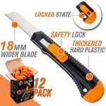 12-Pack Retractable Utility Knives with Sharp Blades