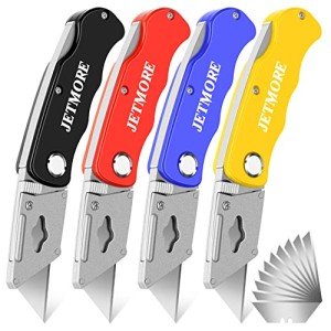 JETMORE 4-Pack Folding Utility Knives with Extra Blades