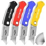 JETMORE 4-Pack Folding Utility Knives with Extra Blades