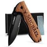 Personalized Engraved Oak Wood Pocket Knife for Men