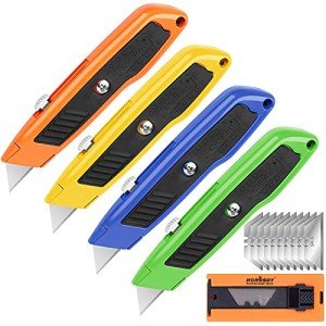 HORUSDY 4-Pack Heavy Duty Retractable Box Cutters