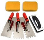 Stainless Steel Square Notch Trowel Set with Float & Sponge