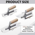 3-Piece Stainless Steel Venetian Plaster Trowel Set