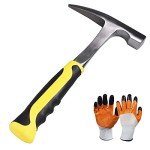 12-Inch All Steel Rock Pick Hammer with Gloves
