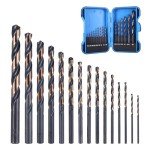 15-Piece Cobalt Twist Drill Bit Set with Case