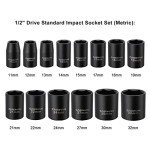 14-Piece Metric 1/2" Drive Impact Socket Set