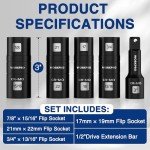 5-Piece Impact Socket Set with Extension Bar