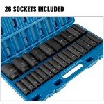 VEVOR 26-Piece Deep Impact Socket Set 1/2