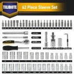 62PC Ratcheting Socket Wrench Set - SAE & Metric