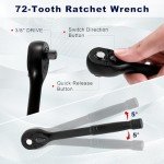 64-Piece Socket Set with Ratchet Wrench and Adapters